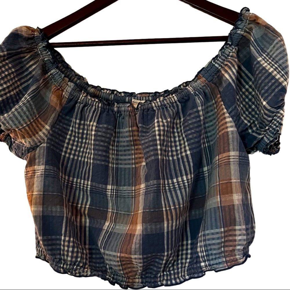 American eagle plaid crop top
